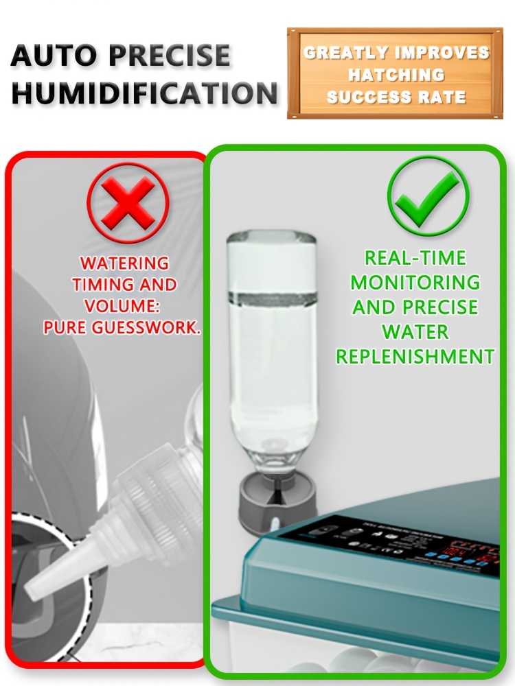 fully automatic 36 egg smart incubator featuring an innovative heating mode display automatic egg turning automatic watering and humidity control precise temperature regulation adjustable shaft and 5 Product details 1